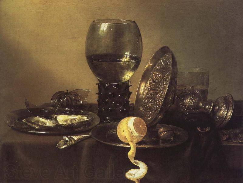 unknow artist oyster, rum and wine still life of the silver cup